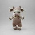 Handmade Crochet Cow – Crochet Animal Toy in Brown Jumpsuit, Baby & Toddler Gift