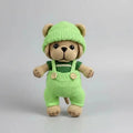 Handmade Crochet Dog Toy in Green Jumpsuit and Cap
