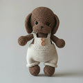 Handmade Crochet Dog in Beige Jumpsuit