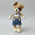 Handmade Crochet Dog Toy in Blue Jumpsuit