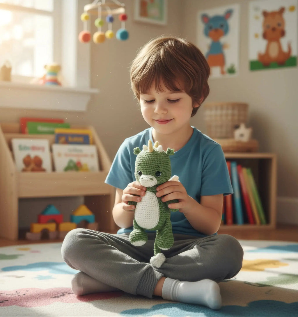Handmade Crochet Cute Green Dino Toy