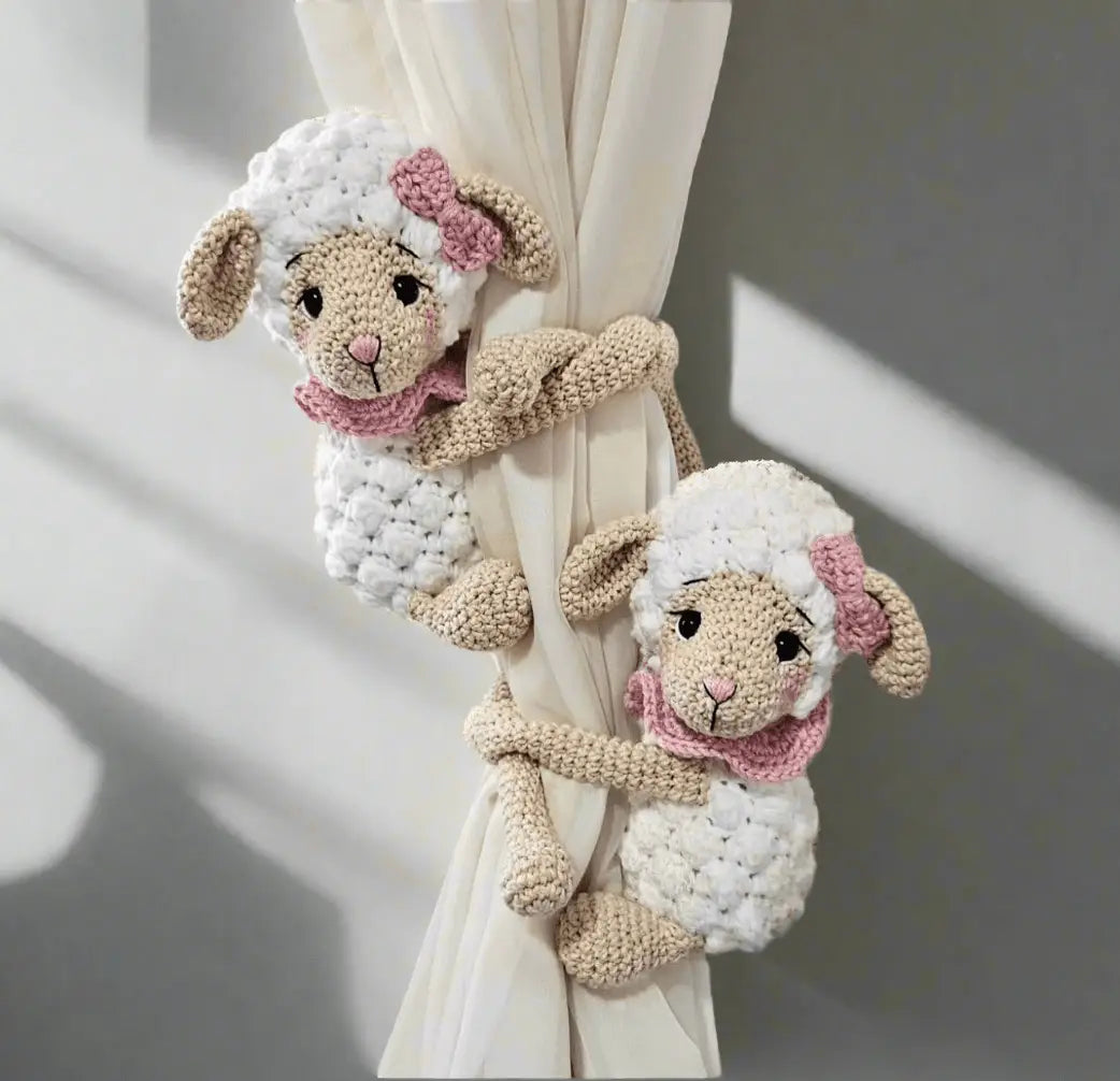 Crochet Cute Sheep Kids Room Curtain Tie