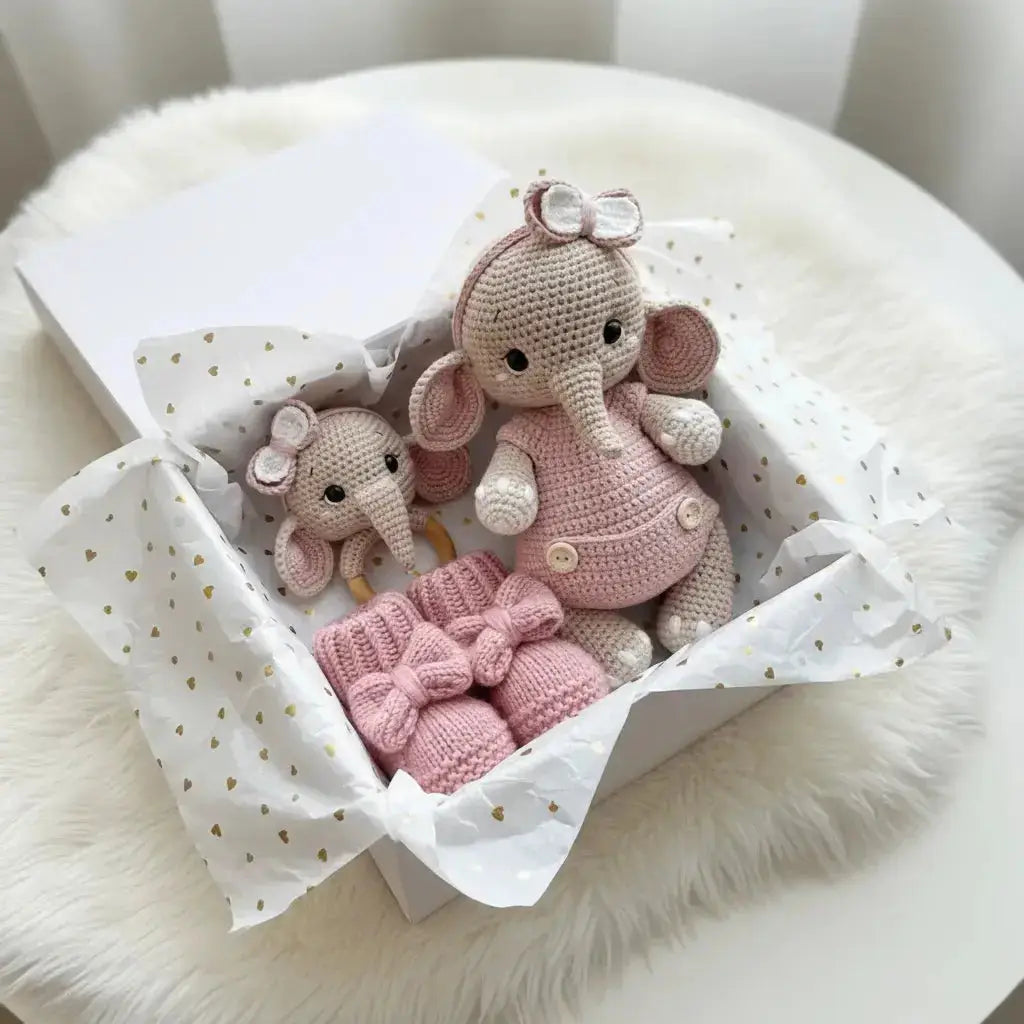 Handmade Crochet Elephant Toy in Pink Jumper