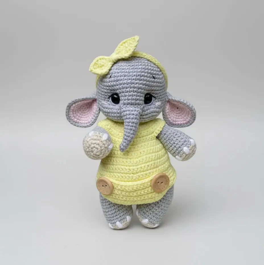 Handmade Crochet Elephant Toy in Yellow Jumper