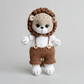 Handmade Crochet Lion in Brown Jumpsuit and White Jumper
