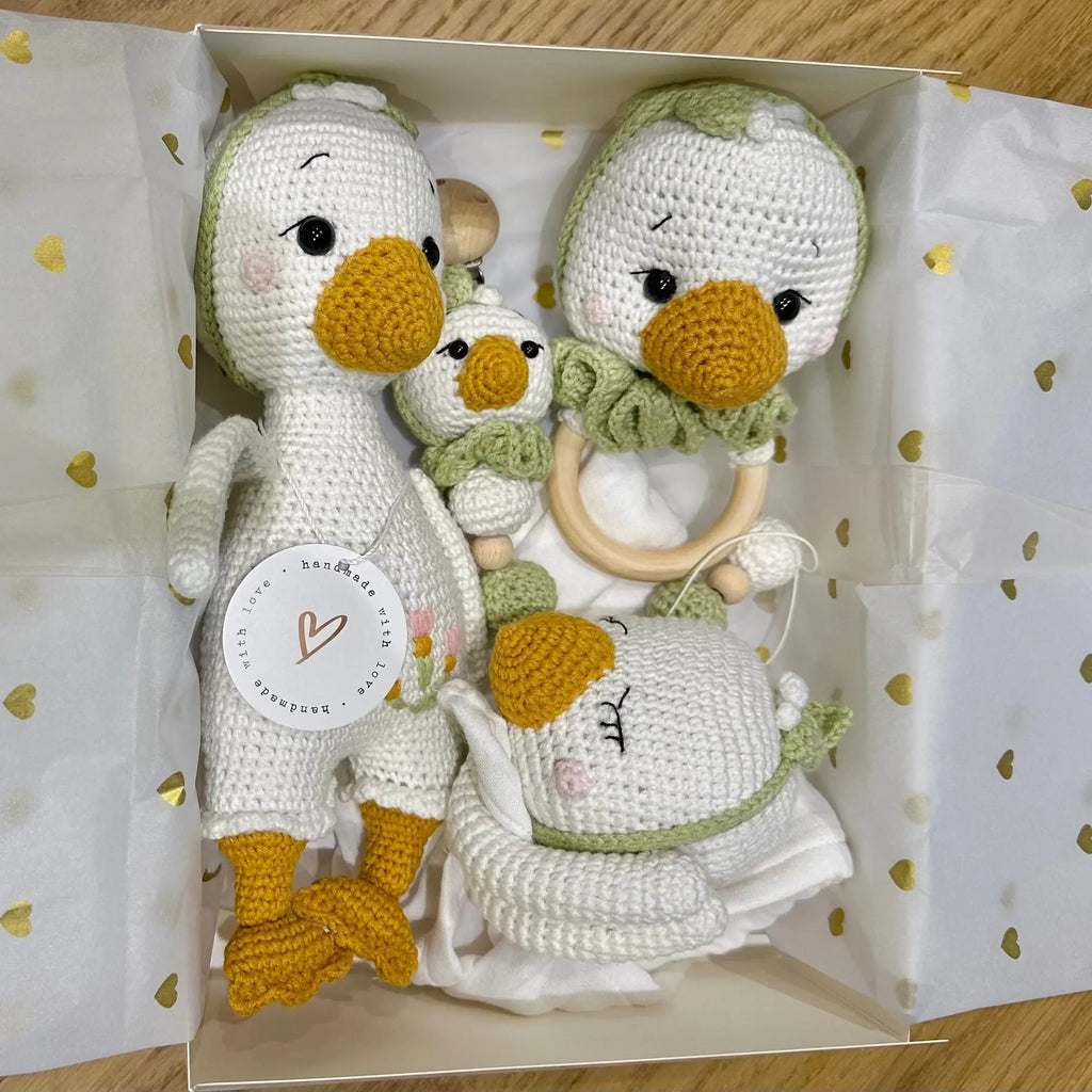 Handmade Crochet Newborn Duck Gift Set (4pc) – Baby Shower Gift