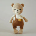 Handmade Crochet Teddy Bear Toy in Jumpsuit with Bee