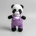 Handmade Crochet Panda Toy in Purple Jumpsuit