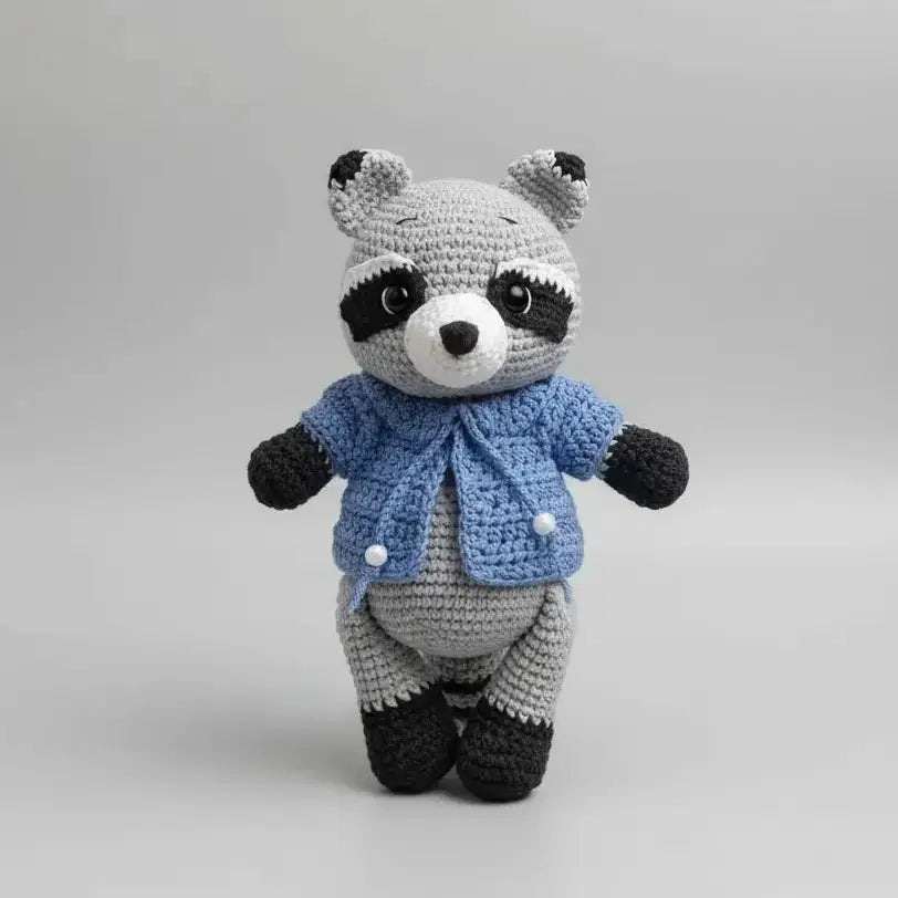 Handmade Crochet Raccoon Toy