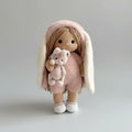 Handmade Crochet Doll – Pink Bunny Outfit with Teddy Bear, Gift for Kids