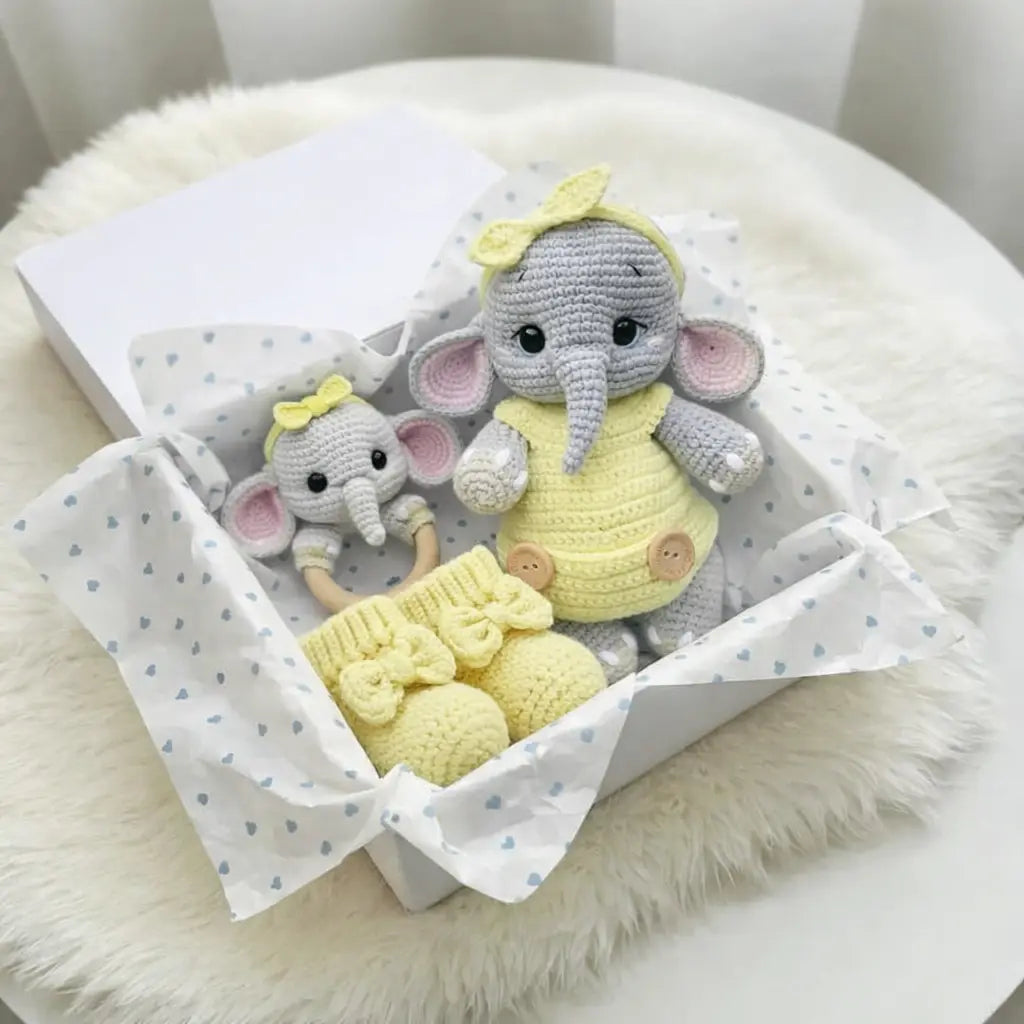 Handmade Crochet Elephant Toy in Yellow Jumper