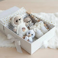 Handmade Crochet Newborn Teddy Bear Gift Set (5pc) – Baby Shower Gift