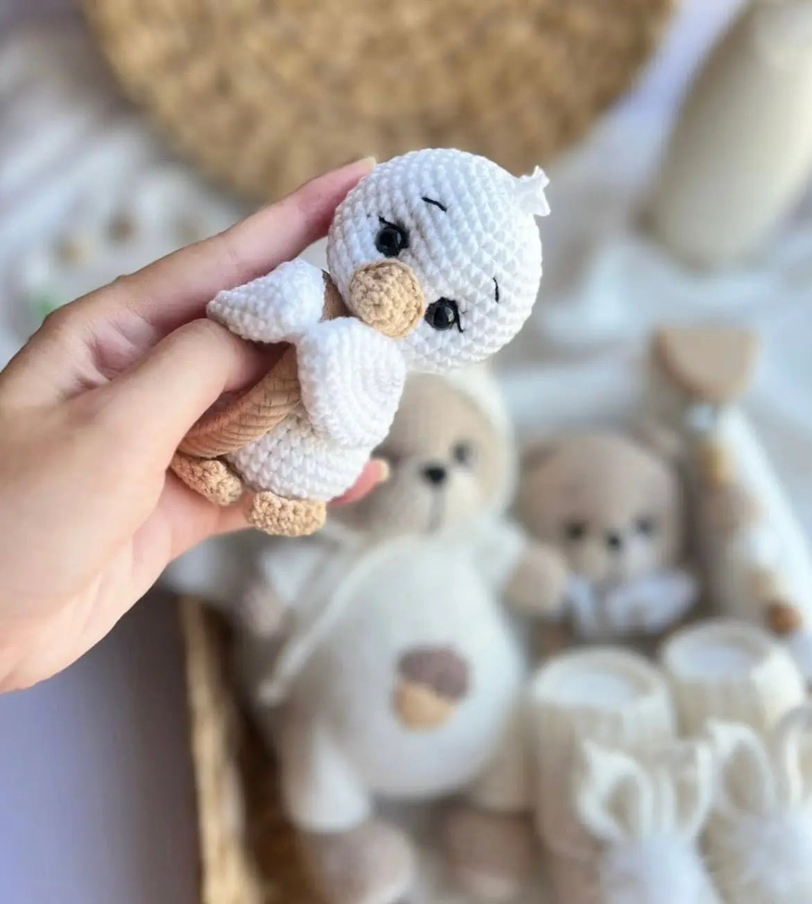 Handmade Crochet Newborn Teddy Bear Gift Set (5pc) – Baby Shower Gift
