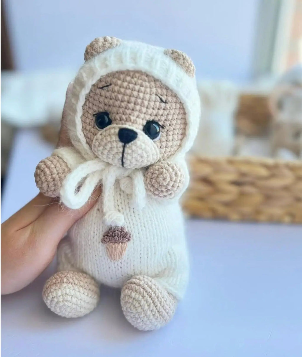 Handmade Crochet Newborn Teddy Bear Gift Set (5pc) – Baby Shower Gift