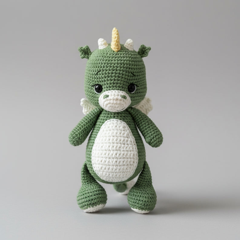 Handmade Crochet Cute Green Dino Toy