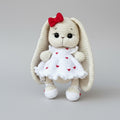 Handmade Crochet Long Ear Bunny Toy in White Dress