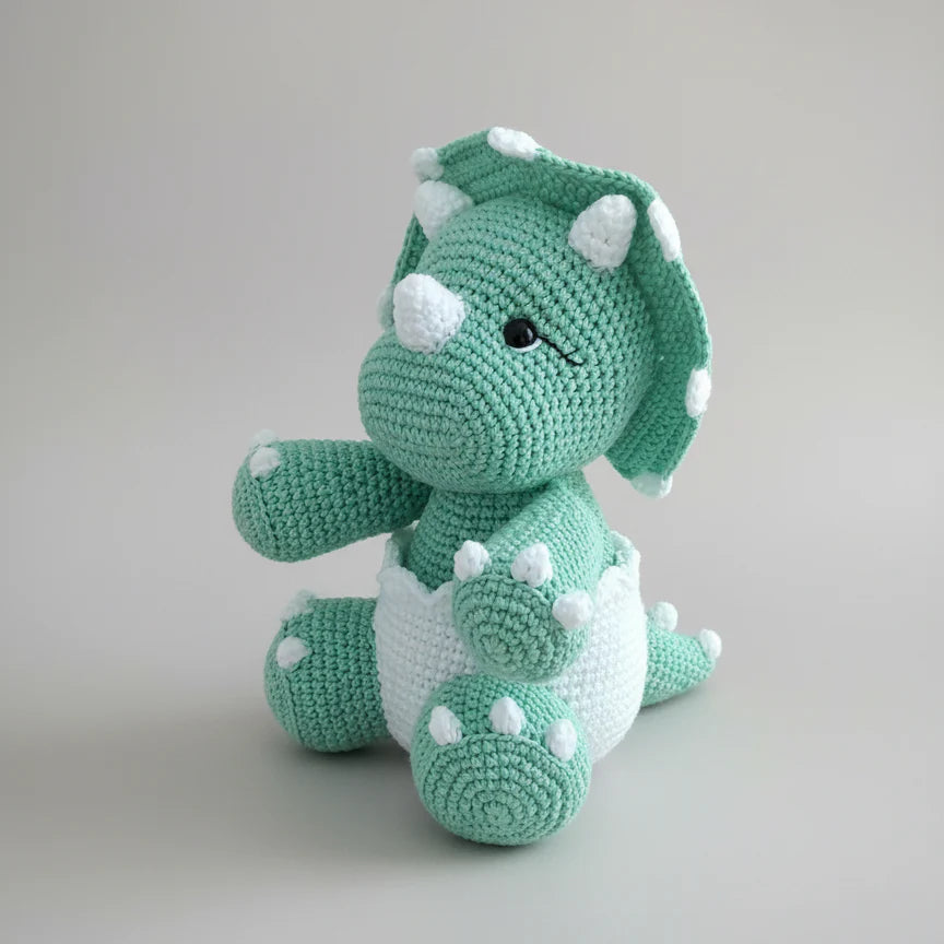 Handmade Crochet Triceratops Dinosaur Toy