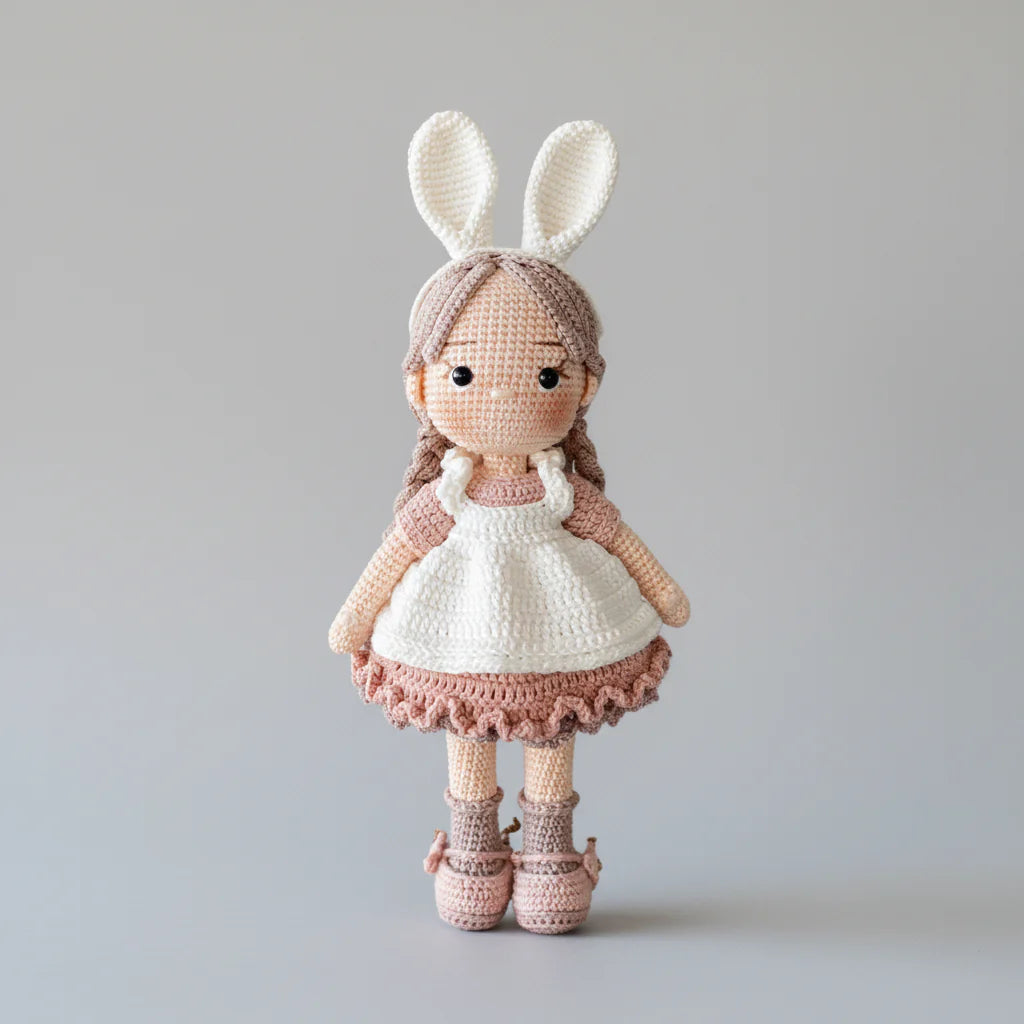 Handmade Crochet Doll – Sweet Girl with Bunny Ears
